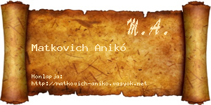 Matkovich Anikó névjegykártya